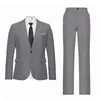 Costumes pour hommes élégant costume d'affaires masculin blazer pantalon ensemble longueur cheville décontracté deux pièces chaud