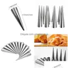 Baking Pastry Tools 12Pcs High Quality Conical Tube Cone Roll Mods Stainless Steel Spiral Croissants Molds Cream Horn Cake Bread D Dh4Cb