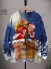 Pulls pour hommes Impression 3D Série de Noël Père Noël Arbre Motif de flocon de neige Pull laid Casual Hiver Chaleur Produit Unisexe-2