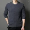 Men's Sweaters Men Wool 2023 Autumn Winter Long Sleeeve V-neck Pure Sheep Knitted Pullovers