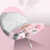 Guarda-chuvas Mulheres Automático Dupla Camada Pintura A Óleo Guarda-chuva Isolamento Térmico Protetor Solar Moda Tendência Design Ensolarado
