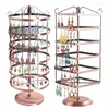 Bolsas de jóias 288 buracos marrom metal display prateleira quadrada giratória brinco colar vitrine rack suporte titular192g