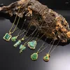 Hanger Kettingen Prachtige Boeddha Groene Steen Gesimuleerde Jade Amulet Maitreya Ketting Sieraden Voor Vrouwen 2022243A