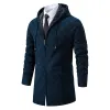 Manteau pull mi-long à capuche pour homme, coupe-vent décontracté, mode britannique, épais et chaud, nouvelle collection automne et hiver