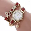 Montres-bracelets femmes montre mode diamant alliage bracelet horloge amour faux bracelet en cuir disque femme quartz luxe fille cadeau