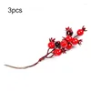 Fleurs décoratives MissDeer 3pcs Bouquet de grenade artificielle avec des baies rouges Simulation Fruit Fête de Noël Vase de salon