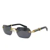 2024 Carti Lunettes Homme Luxe Designer Lunettes de soleil sans monture Caddis Lunettes Lunette Mode En Bois Grand Carré Or Cadre UV400 Beach Show lunettes de soleil carrées avec boîte