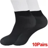 Men's Socks 20pcs Summer Ultra-thin Breathable Ice Silk Middle For Business Men Black White Soft Bamboo Fiber Long