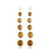 Dangle Earrings Unique Design Geometric Round Wooden Beads Tassel Bohemia Ethnic Women's Fashion Chic Jewelry Wholesale