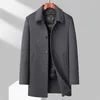 Herren-Wollmischungen, Winter, Herbst, Herren-Mischgewebe, Basic-Mantel mit abnehmbarem Innen-Puffermantel, Schwarz, Grau, thermisch warme Outfits, Gentleman 231017