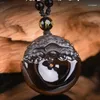 Hänge halsband obsidian säker spänne män och kvinnors halsband par jade sten