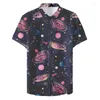 Chemises décontractées pour hommes Univers pour hommes 3D Planet Starry Sky Chemise imprimée à manches courtes Top surdimensionné Tee Vêtements Camisa