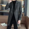 Erkek Yün Karışımları Business Casual 2023 Sonbahar Midlon Trech Coats Outwear Blend Plaid Papat Highstreet Winding Ceket 231017