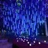 Autres fournitures de fête d'événement 30 / 50cm LED Meteor Shower Fairy String Garland Lights Décorations de Noël en plein air mariage rue jardin décor 32/24/12 Tubes 231017