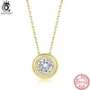 Ciondoli ORSA JEWELS Argento sterling 925 Ciondolo rotondo squisito con zirconi lucidi Collana a catena CZ trasparente per le donne Gioielli da sposa APN18