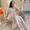 Vêtements de nuit pour femmes FDFKLAK Floral Print Nightgown Femmes Coton Sexy Night Robe à manches courtes Nightwear V-Col Design Nighty Home Vêtements