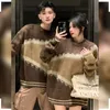 Women's Sweaters Couples Matching Outfits Unisex Autumn And Winter Color Contrast Relaxed Lazy Knit Sweater Design Feeling Couple Clothing