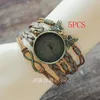 Link Chain 5PCS DIY Multi Layer Leather Woven Bracelet 25MM Round Po Glass Cabochon Making Bangle Blank Base Setting Bezel Tray J283l