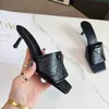 Designer Antiked Nappa Leather Sandals Satin Slides With Crystals Mules High Heels Platfroms Womens White Black Heel Slides tofflor