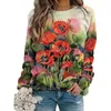 Hoodies femininos flor pintura a óleo sweatshirts colorido floral impressão 3d feminino streetwear manga longa pullovers topo y2k mulher roupas