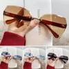 Sunglasses Fashion Women Outdoor Frameless Cut Edge Sun Glasses Dual Color Gradient Goggle Beach Windproof Driving Eyewears