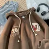 Sudaderas con capucha para hombre, tendencia de primavera y otoño, sudadera con letras de Color albaricoque, cárdigan, traje con capucha, chaqueta Retro, ropa para parejas, Tops