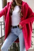 Damskie dzianiny tee eleganckie długie bluzy swetra dla kobiet swetra biuro dzianiny czerwone odzież wierzchnia swetry wełniane mieszanki różowy płaszcz Mujer Cardigans 231018
