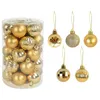 Juldekorationer 36st Rose Gold Plastic Balls Ornament 4cm Hang Pendant Ball Indoor Year Xmas Tree Decor Home Decoration