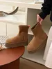 Botas clásicas Dipper para mujer, botas elásticas de tubo con suela gruesa, botas cálidas con cremallera lateral, botas de nieve de invierno de diseñador