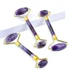 Groothandel Crystal Amethyst Massage Roller Gezichtsverzorging Tool Natuursteen Facial Roller Anti Aging Gezondheid Schoonheid Jade Massager