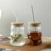 Wine Glasses Tea And Cups Beer 500ml Glass Juice Transparent With Lid Milk Bubble Straw Can Cup Mug Breakfast Drinkware Mocha