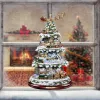 Weihnachtsdekorationen, Baum, rotierende Skulptur, Zug, Paste, Fensteraufkleber, Winter-Heimdekoration, neu