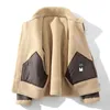 Men S Leather Faux Fur Autumn Winter Thicking High End Brand Jacket Plus Velvet Fashion Large Size Khaki Man PU 231017