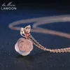 LAMOON Rose fleur 925 collier en argent Sterling Rose Quartz pierres précieuses colliers 18K plaqué or Rose bijoux fins LMNI025 210330235j