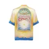 Modeontwerpers Casablanca zijden heren shirts Indiaas fruit tafeltennis racket temperament Satijnen shirt met korte mouwen zomer strand t230H