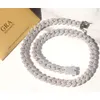 Selling S925 Silver Cuban Chain 13mm 3 Rows Pass Diamond Test Vvs Moissanite Diamond Jewelry Hip Hop Cuban Link Chain