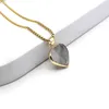 Pendanthalsband Natural Stone Amethysts Opal Heart Shaped Flash Labradorite Halsband Romantisk gåva för kvinnors jubileum