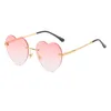 Zonnebril Randloos Hart Liefde Voor Vrouwen Mannen Metalen Frame Mooie Leuke Zonnebril UV400 Party Cosplay Duurzaam Temple Shades