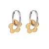 Dangle Earrings RHYSHONG Stainless Steel With 18K Gold Plated Cute Flower Silver Color Hoop Boucle Oreille For Women Jewelry