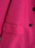 Dameskostuums Blazers Rose Red Single Breasted Revers X lange trenchcoat Damesmode V-hals Lange mouwen Losse jassen Dames Herfst Winterjassen 2023 231018