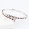 Luxo verão cobre arco-íris cz redondo manguito pulseiras multi cores cristal charme pulseiras para mulheres casamento marca jóias presentes bang269w