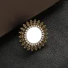 Cluster Rings Classic Gold Color Women Jewelry Retro Round Party Female CZ Zircon Ring Stylish Wedding Gift