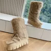 Женские ботинки Bottes apresski en peau de mouton, дизайнерские ботинки, лыжные ботинки, зимние ботинки, новые ботинки на платформе с зубцами, шерстяные пинетки, теплые удобные ботинки, большой размер 35 42