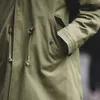 Men's Down Parkas Maden Thick Hooded M51 Fishtail Cotton Coat Plus Velvet Parka Jacket Army Green Windbreaker Winter Autumn Men Trench 231017