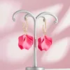 Hoop Earrings Exaggerated Fashion Acrylic Petals Flower Rose Red Dangle For Women 2023 Trend Wedding Party Jewelry Accessories