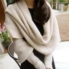 Halsdukar Fashion Winter Warm Solid Color Sticked Wrap Scarf virkning Tjock sjal Kap med ärm för kvinnor och män ärmar