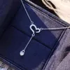 Kedjor Fashion 925 Sterling Silver Heart Pendant Halsband Diamond Stone Wedding Korea Fina smycken med 45 cm Chain Cute Girl Gift
