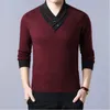 Men's Sweaters Knitted For Men Red V Neck Man Clothes Pullovers Warm Korean Fashion Large Big Size Selling Products 2023 T Shirt