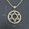 Religious Magen Star of David Pendants Necklace Gold Color Stainless Steel Hexagram Necklace Women Men Iced Out Jewish Jewelry1324c