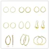 Mixing styles plated 18K gold hoop earrings with zircon classic charm jewelry for women top quality 9pair lot256M